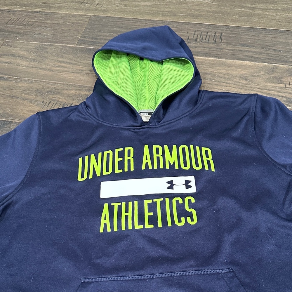 Under Armour Navy Hoodie with Neon Green Details